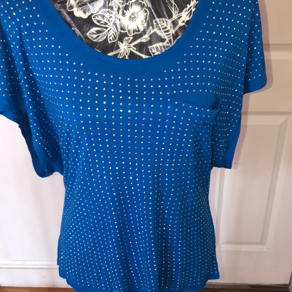 Rock & Republic size large turquoise blue silver studded open back front pocket - Picture 1 of 12